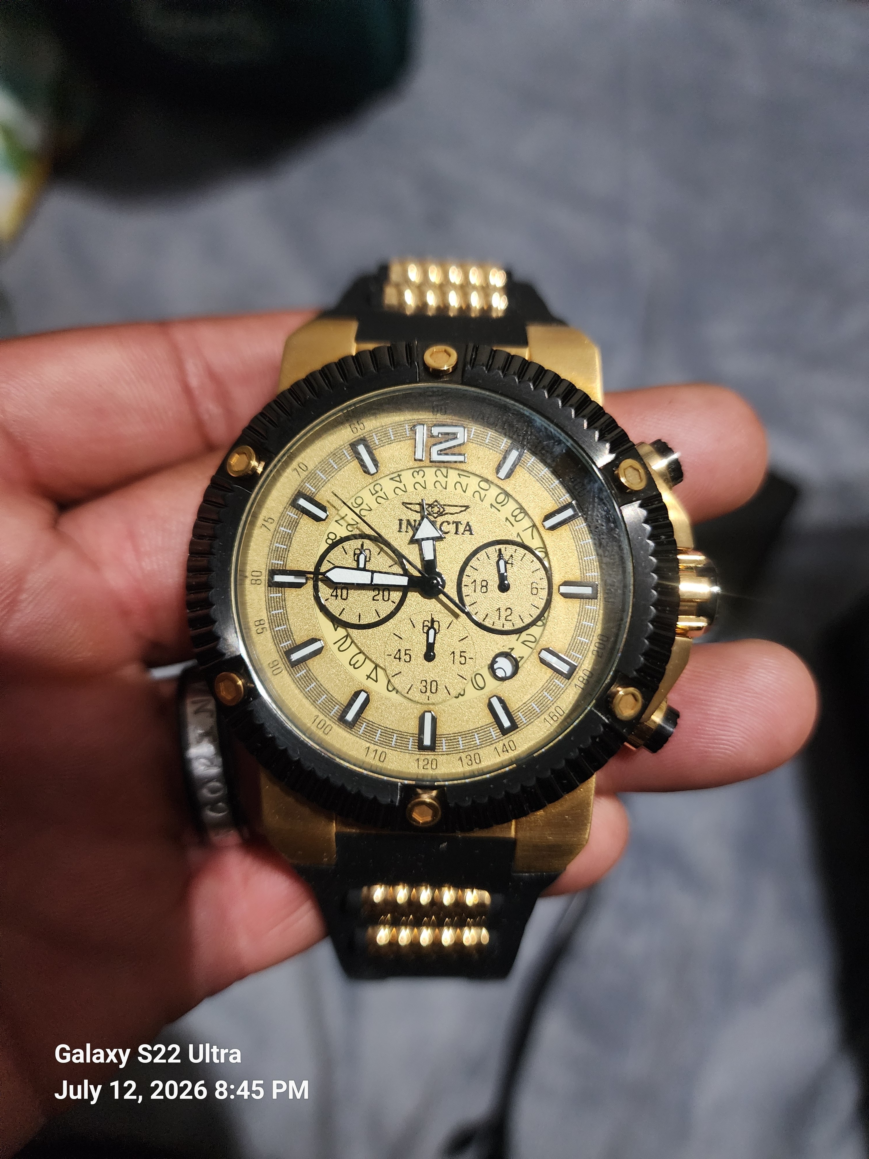 Invicta Gold And Black Chronograph Watch